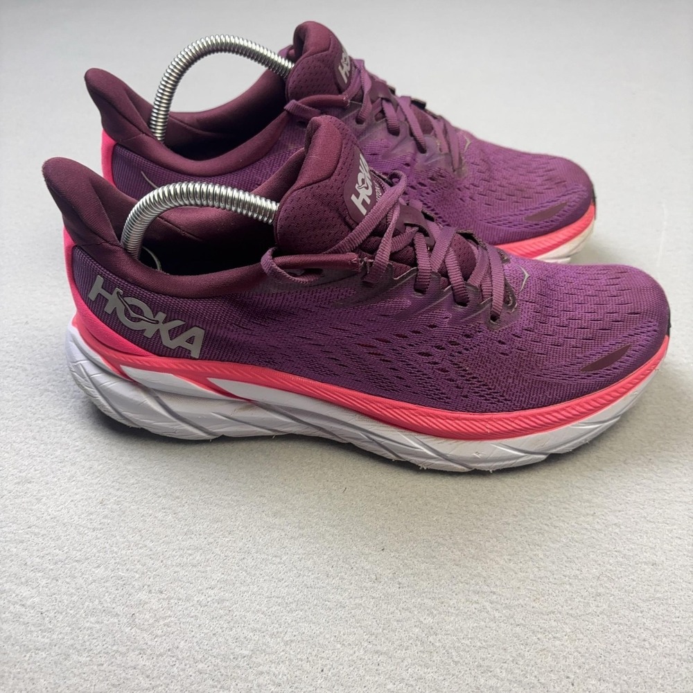Hoka One One Clifton 8 Shoes Womens Size 9.5 Purple Running Sneakers 1119394